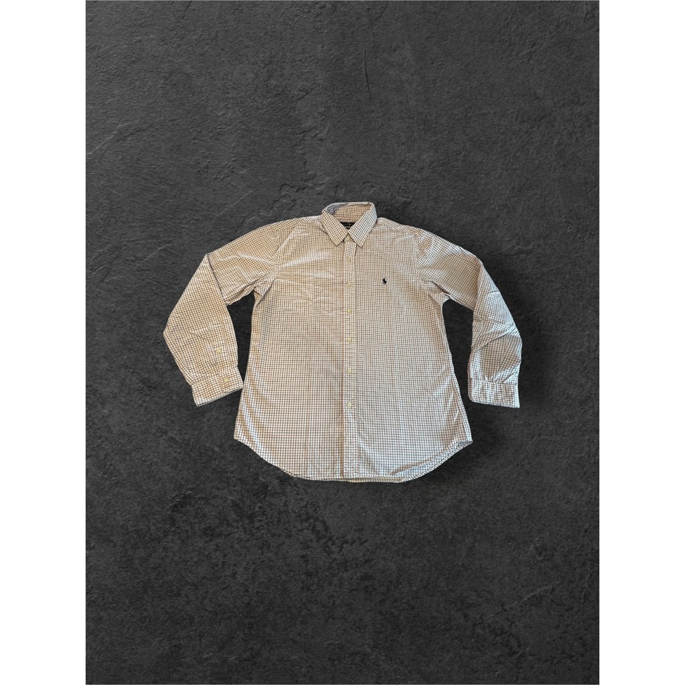 Polo Ralph Lauren Button Down Shirt Mens XL Tan Tattersall Check Long Slv - READ